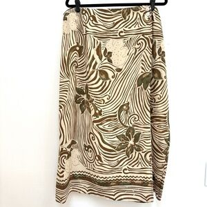 Bice by Sag Harbor Earth Tone Floral Midi Elastic Waist Wrap Skirt 24W NEW